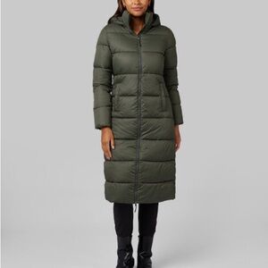 32 Degrees Long Puffer Coat Green Womens XS